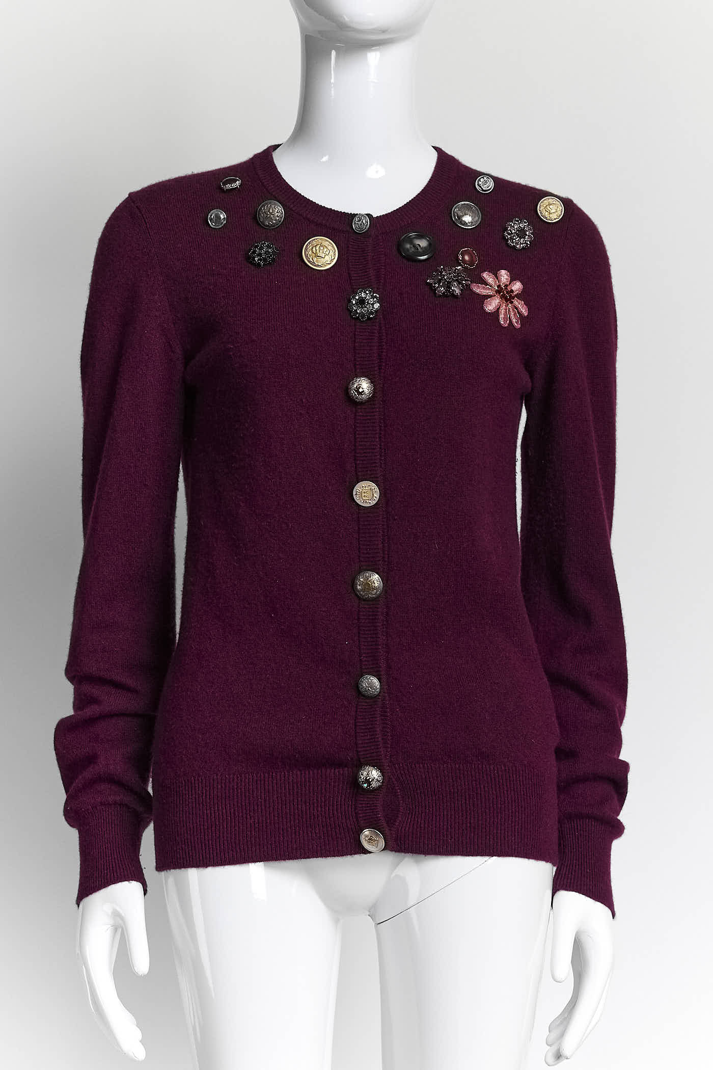 Dolce & Gabbana Burgundy Cardigan with Buttons Detail