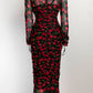 Dolce & Gabbana Cherry Printed Ruched Tulle Dress 44