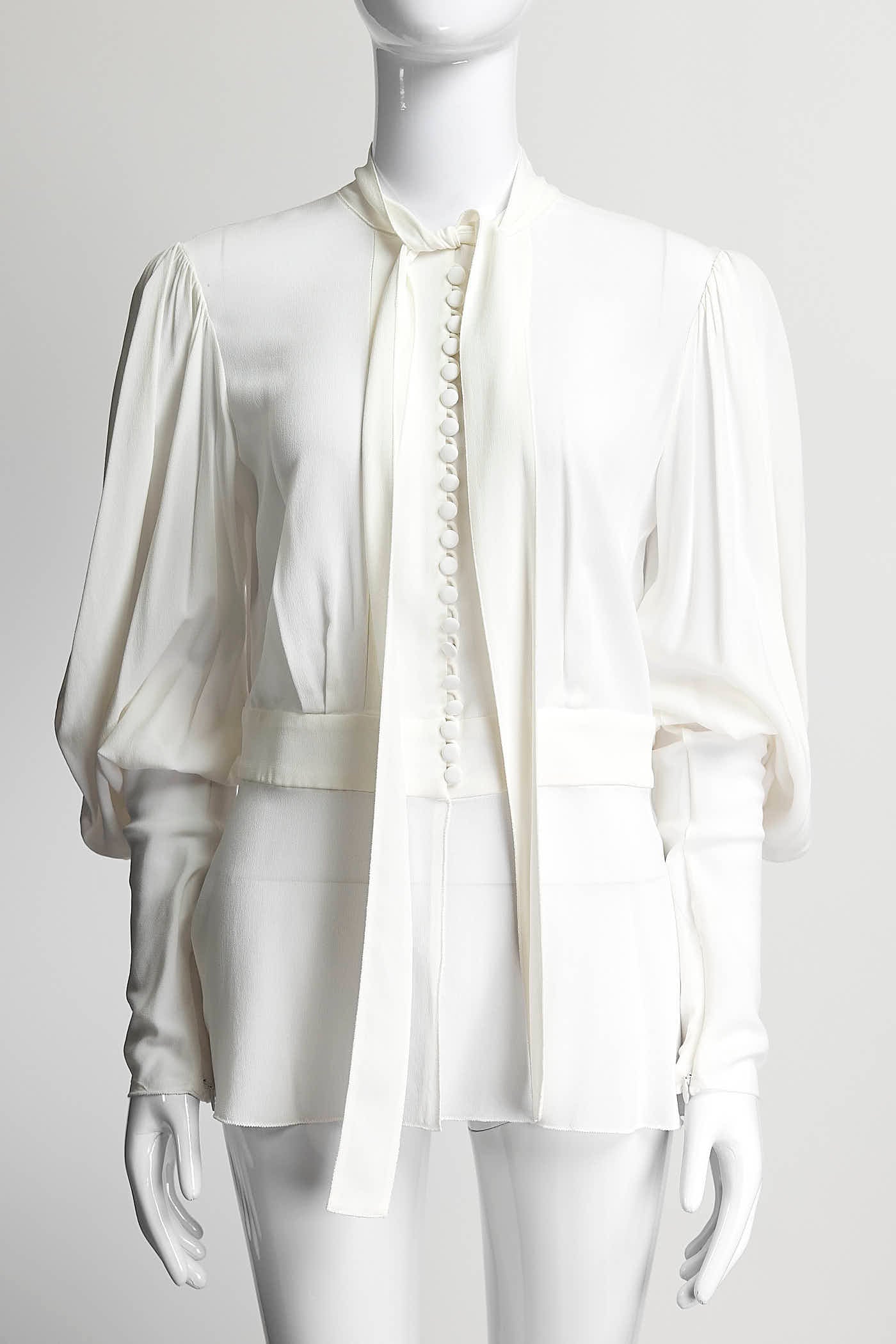 Dolce & Gabbana Cream Blouse with Tie 42