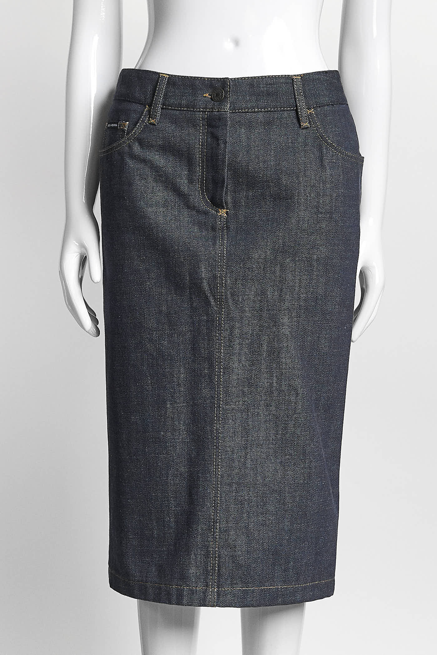 Dolce & Gabbana Denim Blazer with Skirt Suit 40