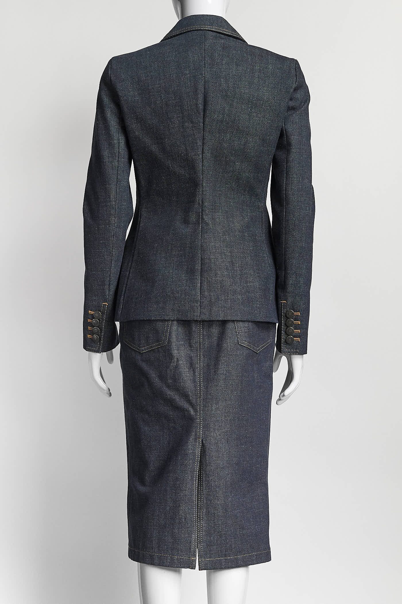Dolce & Gabbana Denim Blazer with Skirt Suit 40