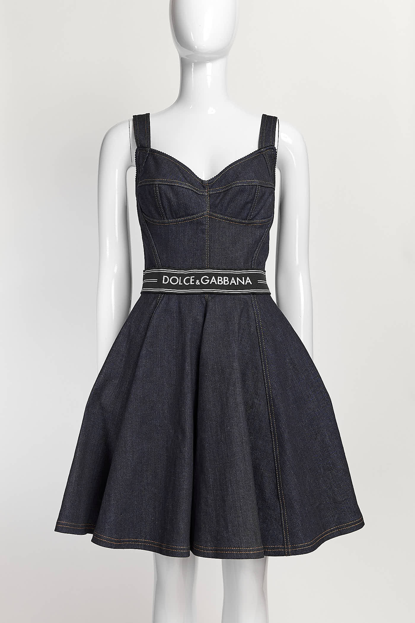 Dolce & Gabbana Denim Blue Logo Dress 44