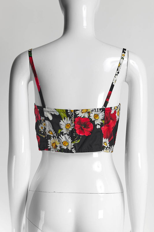 Dolce & Gabbana Floral Black Bustier