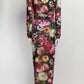Dolce & Gabbana Floral Black Mesh Long Sleeves Dress 42