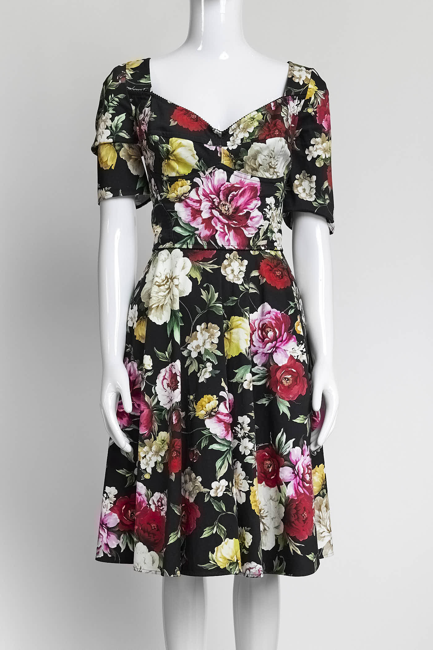 Dolce & Gabbana Floral Bustier Flare Dress 44