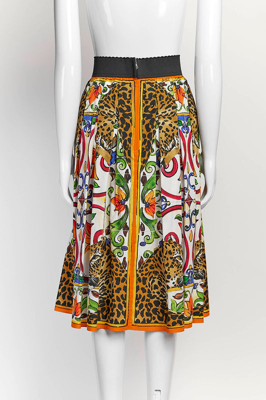 Dolce & Gabbana Floral Leopard Printed Skirt 42