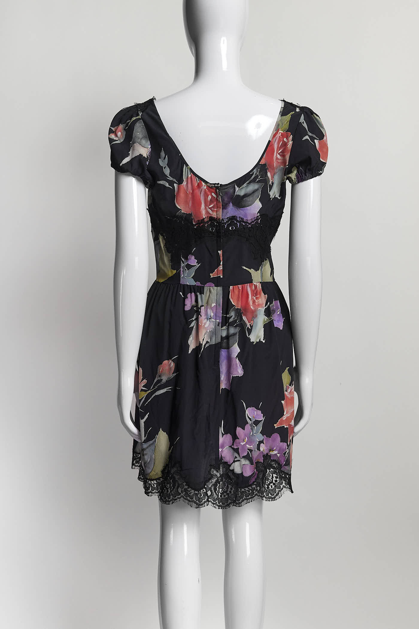 Dolce & Gabbana Floral Print with Lace Detail Dress 42