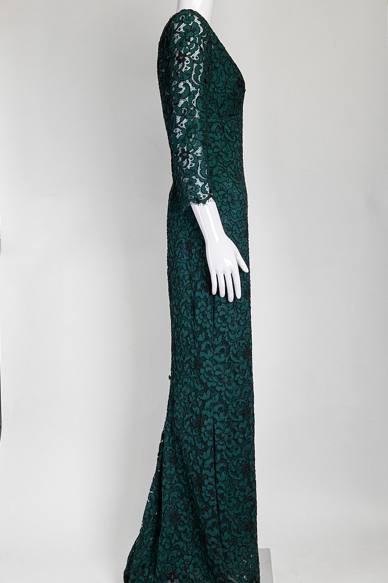 Dolce & Gabbana Green Lace Dress IT 40