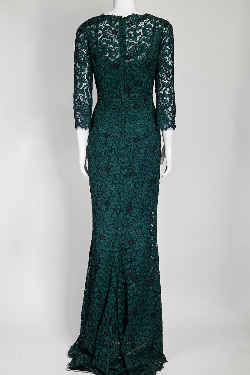 Dolce & Gabbana Green Lace Dress IT 40