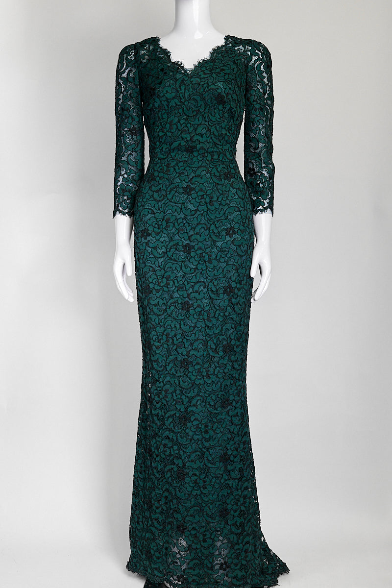 Dolce & Gabbana Green Lace Dress IT 40