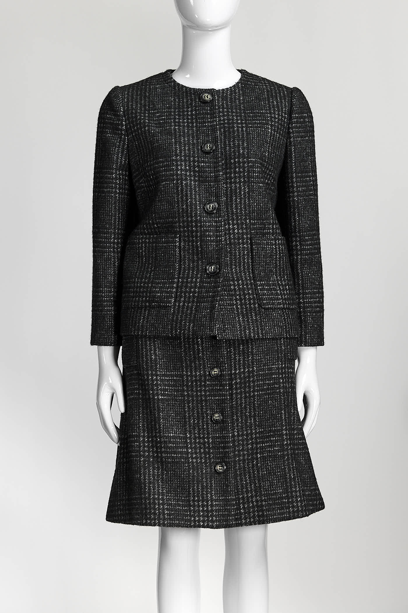 Dolce & Gabbana Grey Alpaca/Wool Jacket Skirt Set 42