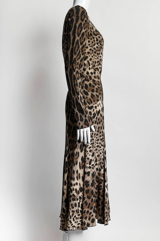 Dolce & Gabbana Longsleeve Leopard Dress 42