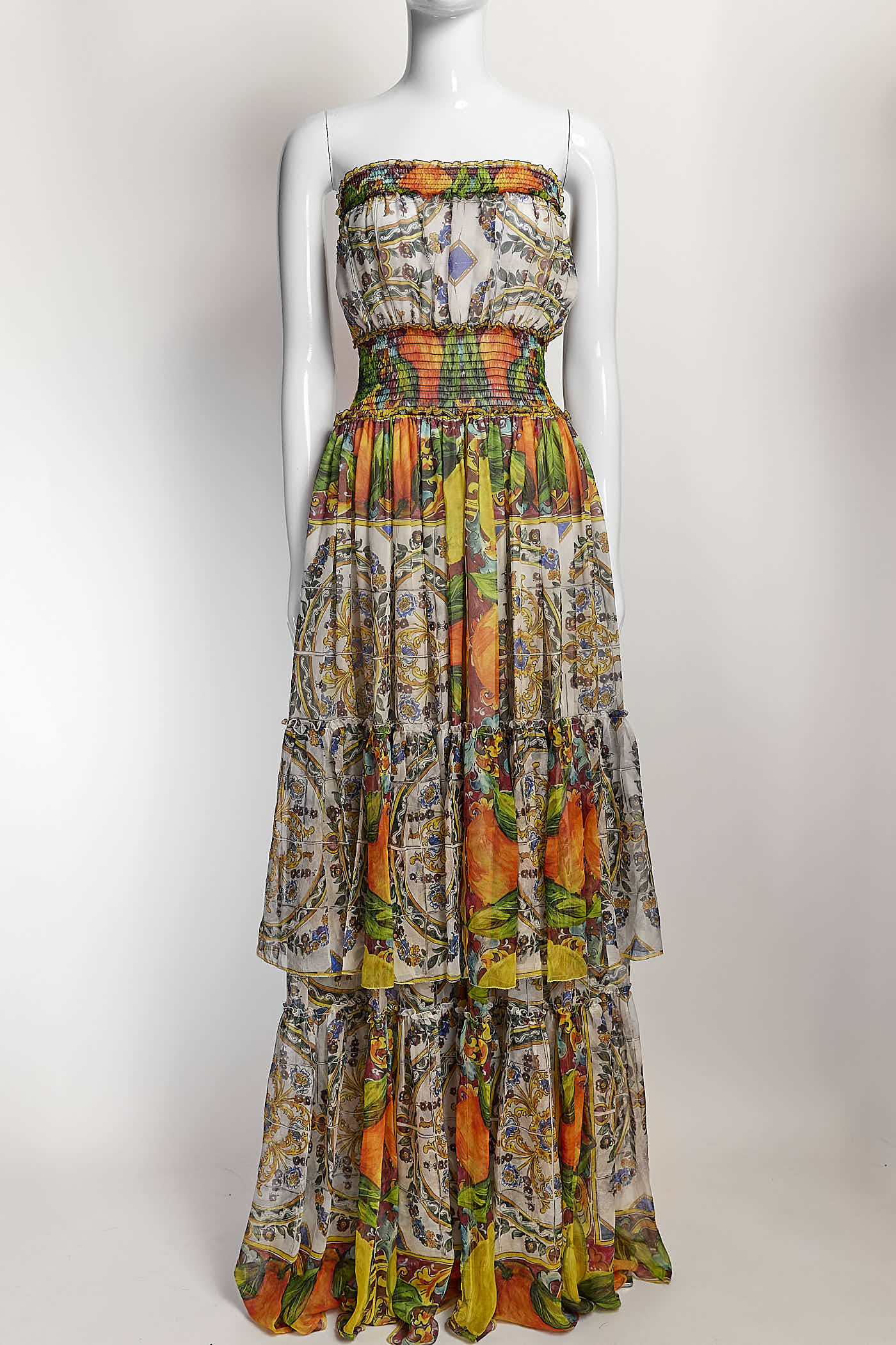 Dolce & Gabbana Majolica Silk Sleeveless Dress 44