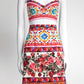 Dolce & Gabbana Multicolor Carretto Roses Print Cotton Crop Top & Skirt Set 40