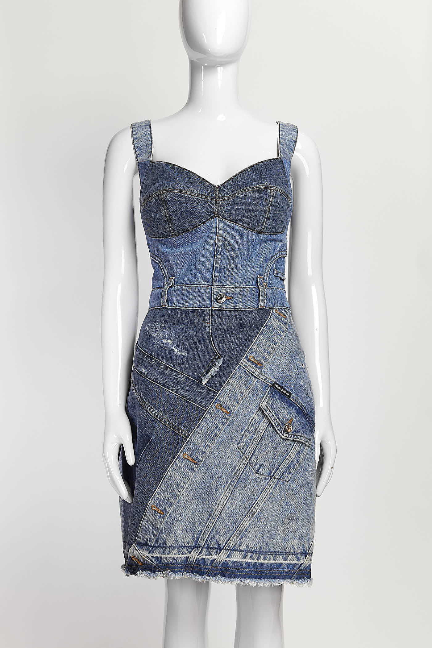 Dolce & Gabbana Patchwork Denim Mini Dress 46