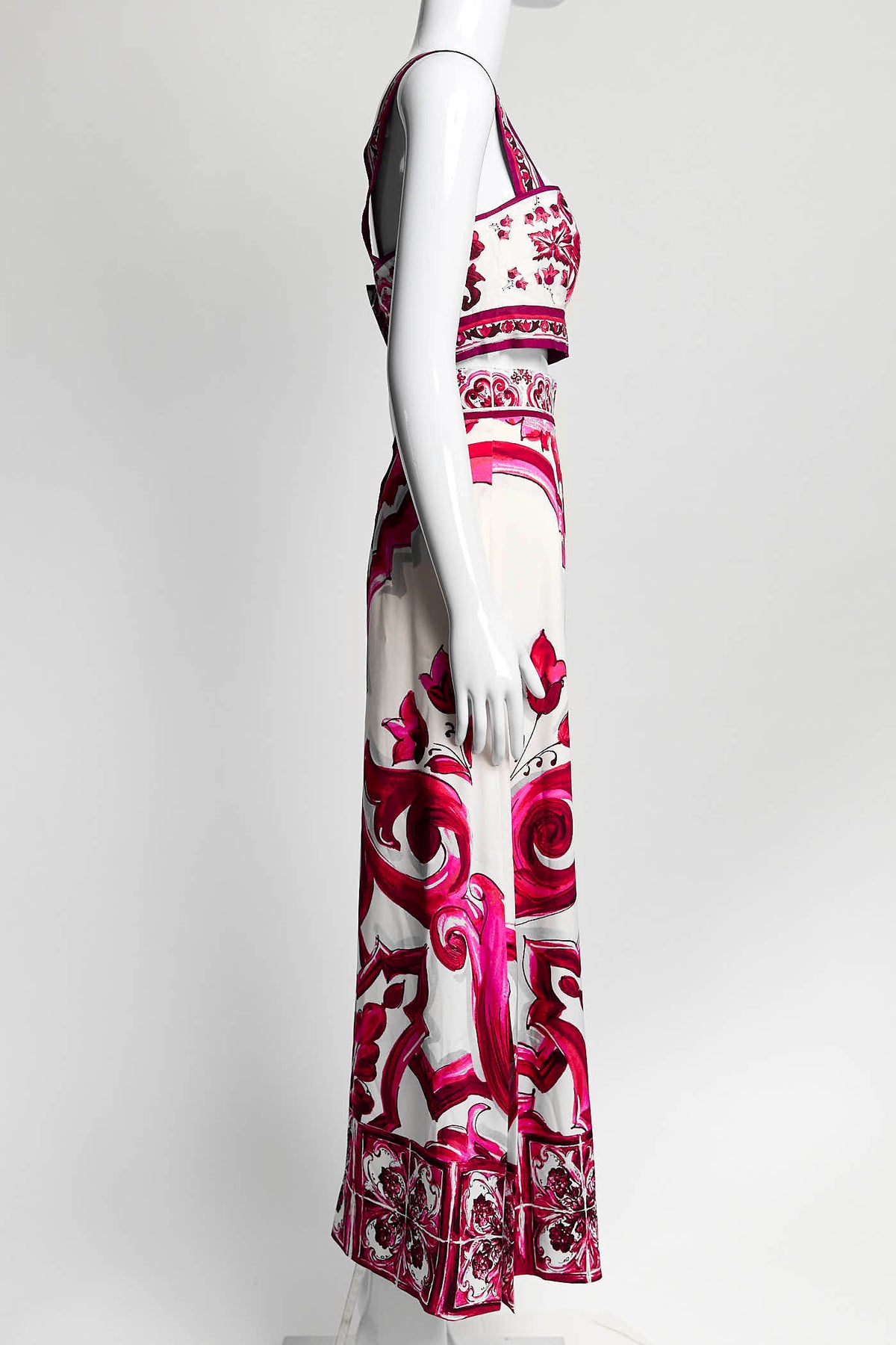 Dolce & Gabbana Pink Silk Printed Skirt Set 42