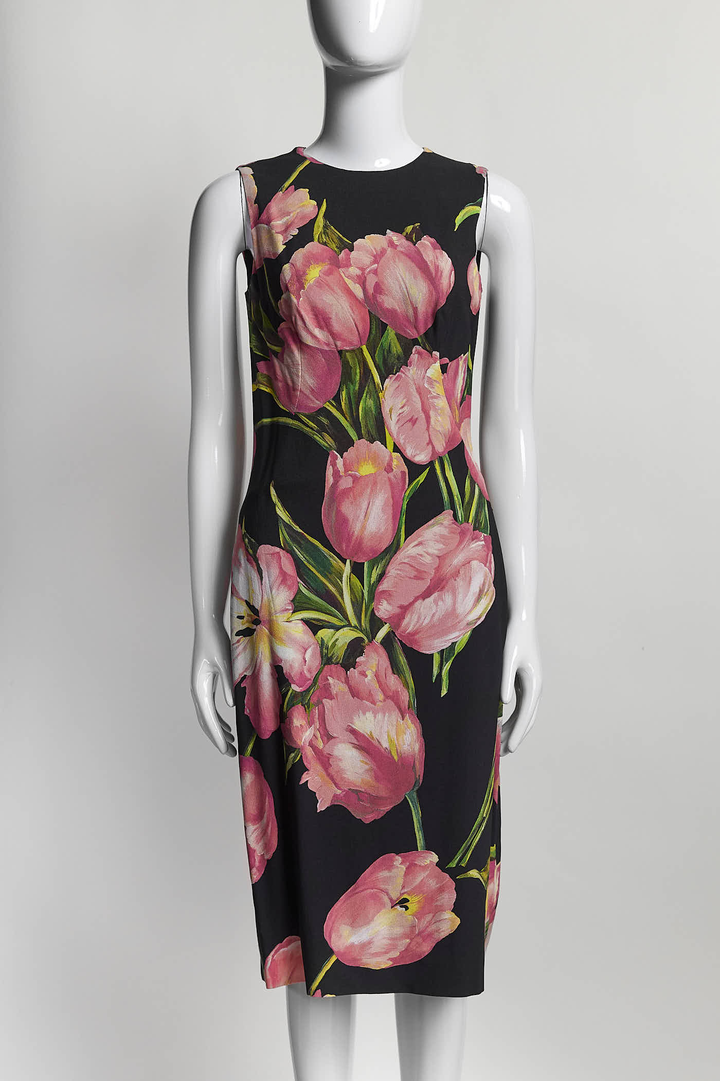 Dolce & Gabbana Pink Tulip Print Sleeveless Dress 40
