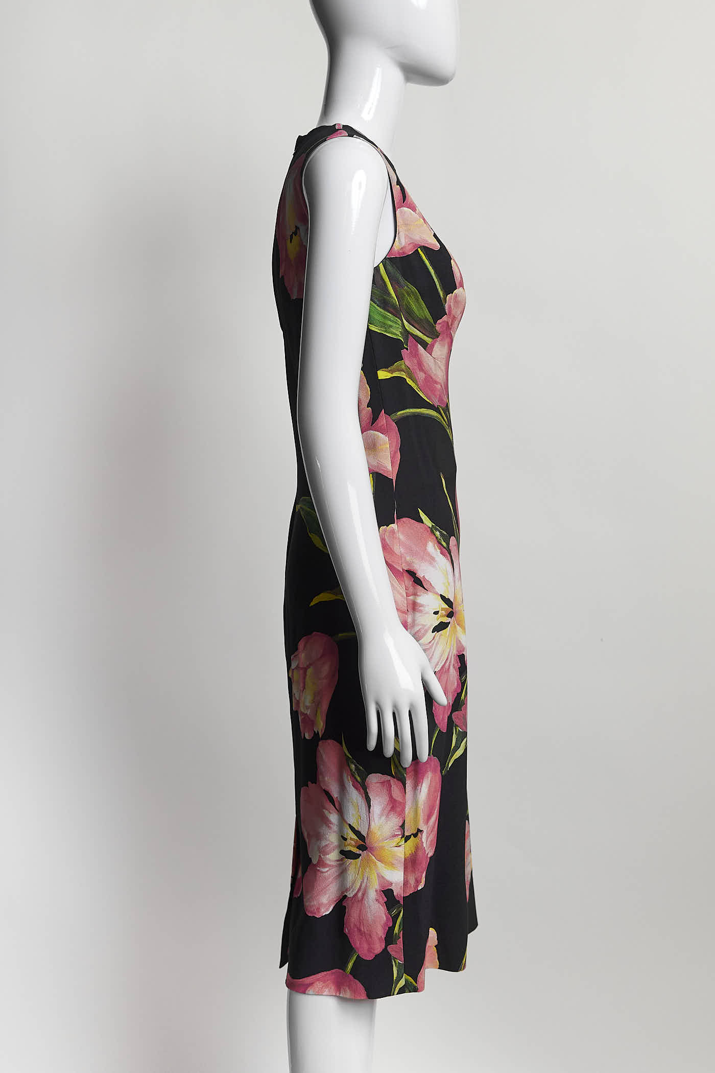 Dolce & Gabbana Pink Tulip Print Sleeveless Dress 40