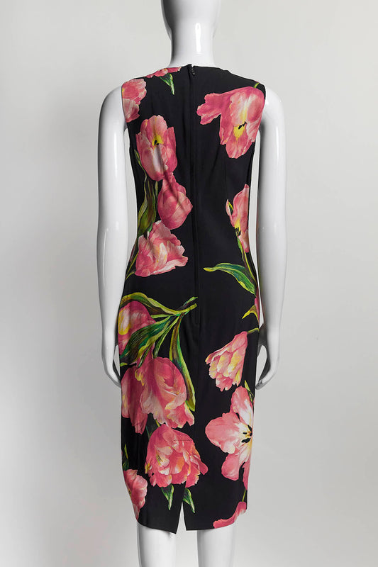 Dolce & Gabbana Pink Tulip Print Sleeveless Dress 40