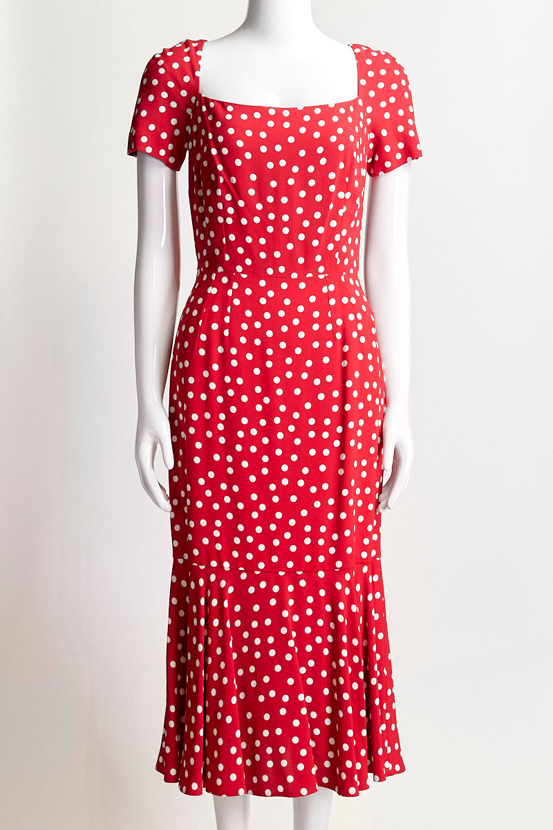 Dolce & Gabbana Polka Dot Print Midi Length Dress IT42