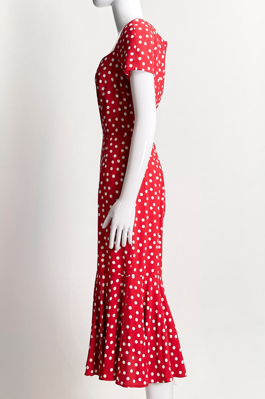 Dolce & Gabbana Polka Dot Print Midi Length Dress IT42