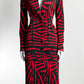 Dolce & Gabbana Red/Black Zebra Print Midi Coat 38