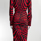 Dolce & Gabbana Red/Black Zebra Print Midi Coat 38