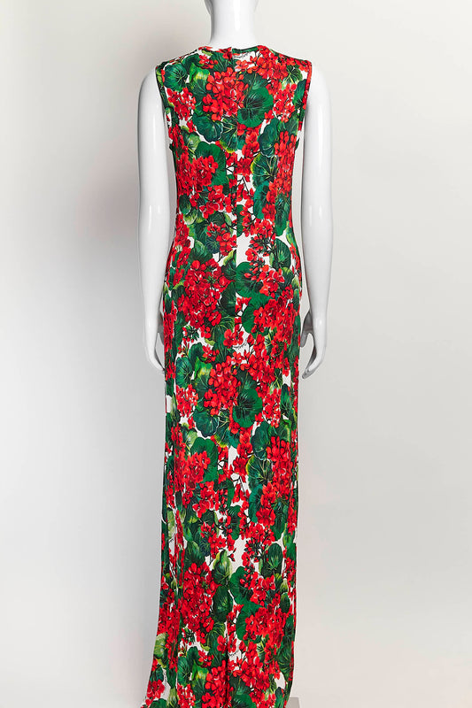 Dolce & Gabbana Red Floral Sleeveless Dress 42