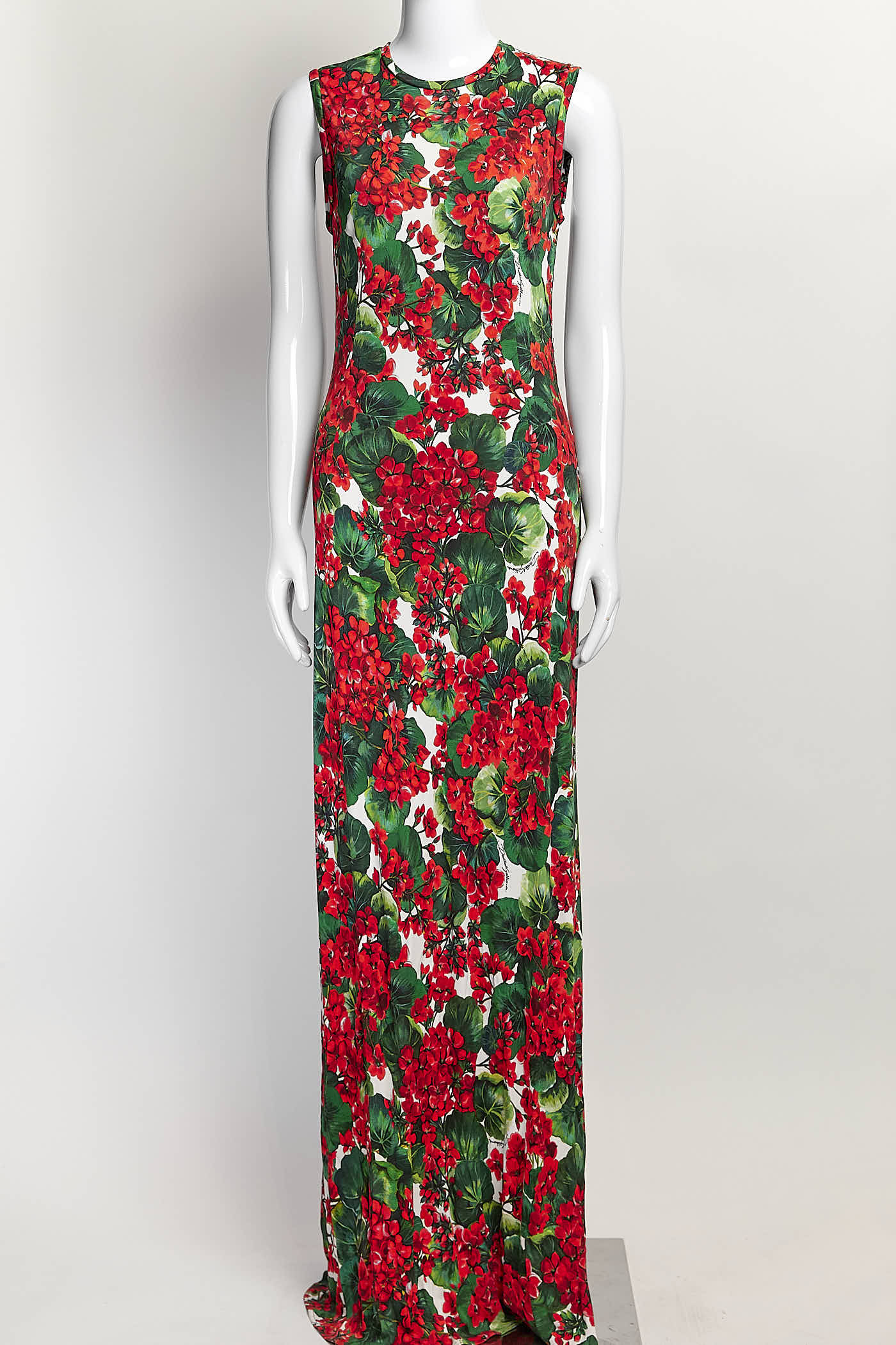Dolce & Gabbana Red Floral Sleeveless Dress 42
