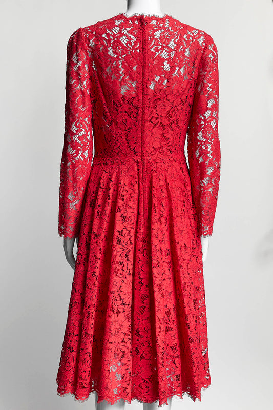 Dolce & Gabbana Red Lace Dress 42