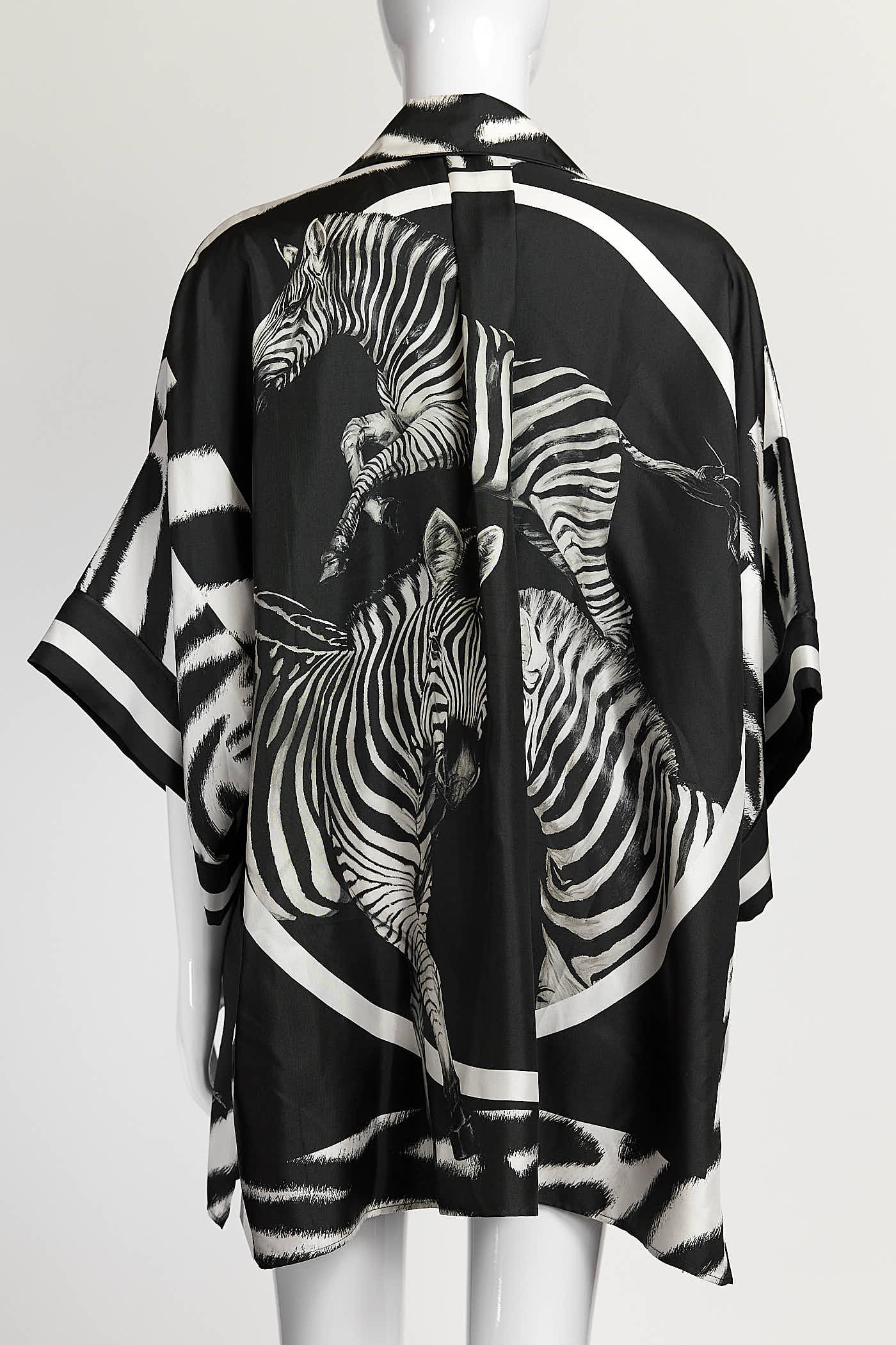 Dolce & Gabbana Short-sleeved twill shirt with zebra print 36