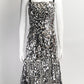 Dolce & Gabbana Silver Sequin Midi Dress IT 42