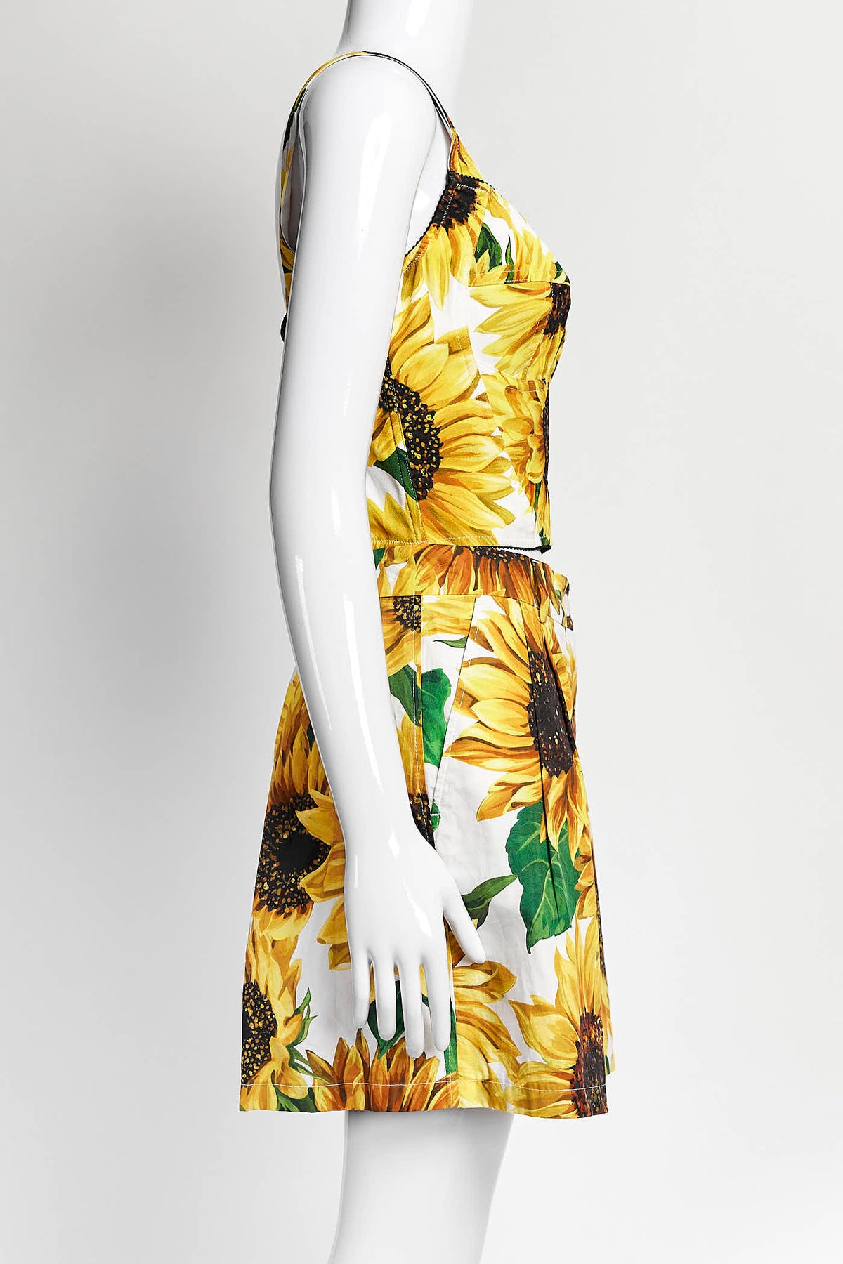 Dolce & Gabbana Sunflower Print Bustier Crop Top/Short Set 42