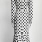 Dolce & Gabbana White/Black Polka Dot Long Dress