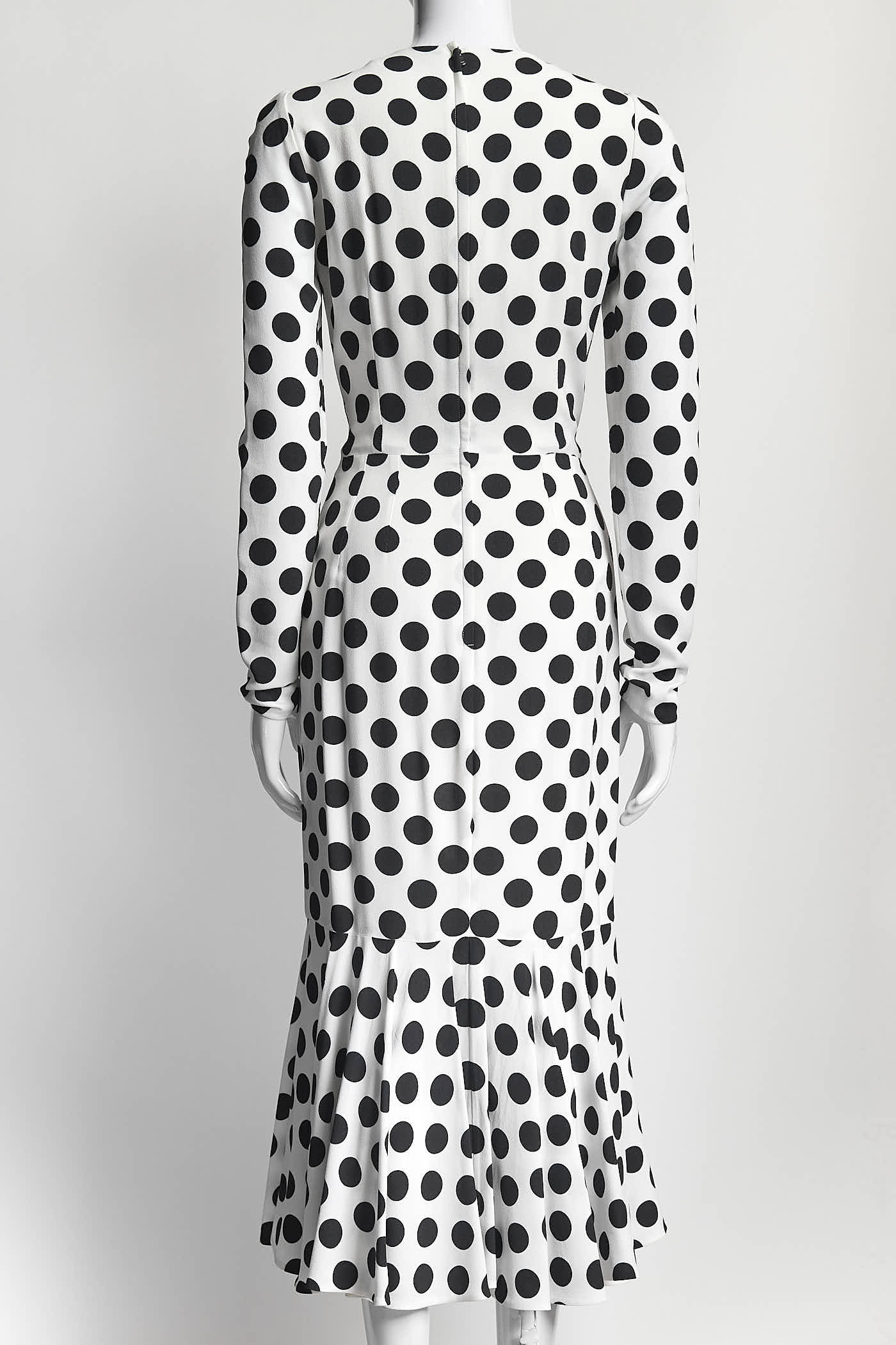 Dolce & Gabbana White/Black Polka Dot Long Dress