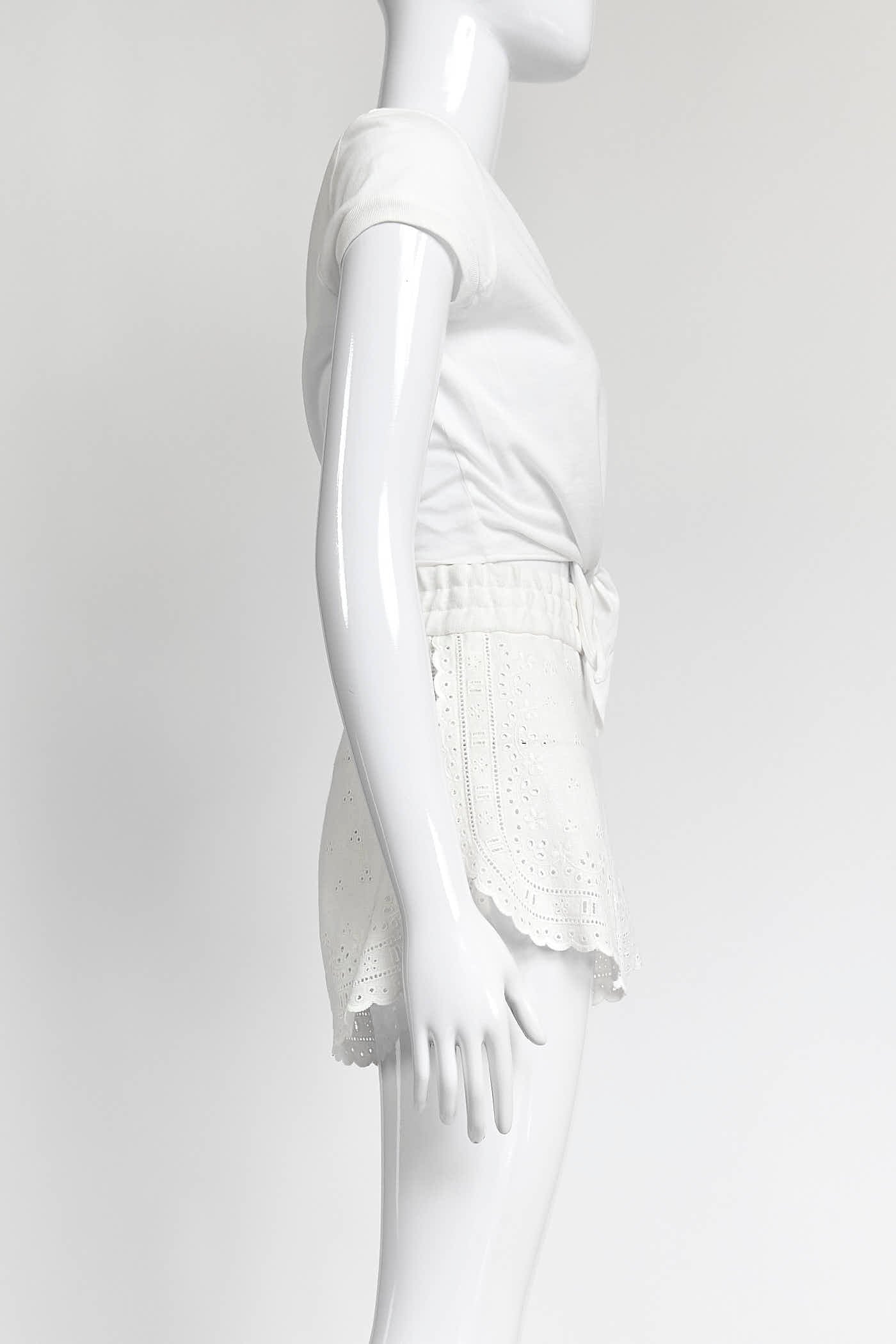 Dolce & Gabbana White Cotton with Embroidered Floral Shirt/Short Set 36