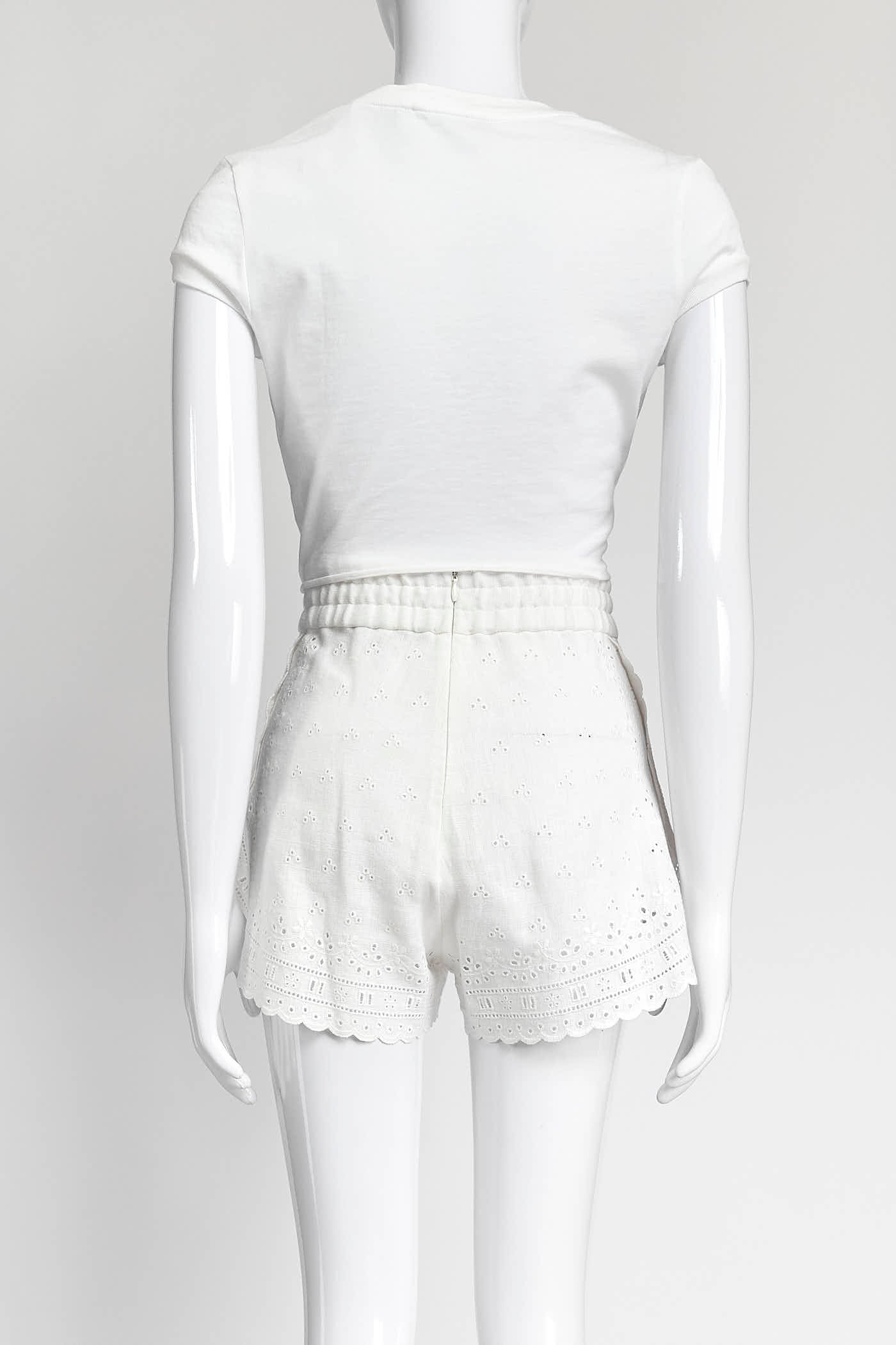 Dolce & Gabbana White Cotton with Embroidered Floral Shirt/Short Set 36