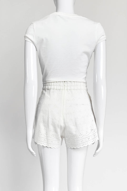 Dolce & Gabbana White Cotton with Embroidered Floral Shirt/Short Set 36