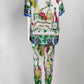 Dolce & Gabbana Wine Printed Silk Shirt/Pants 40