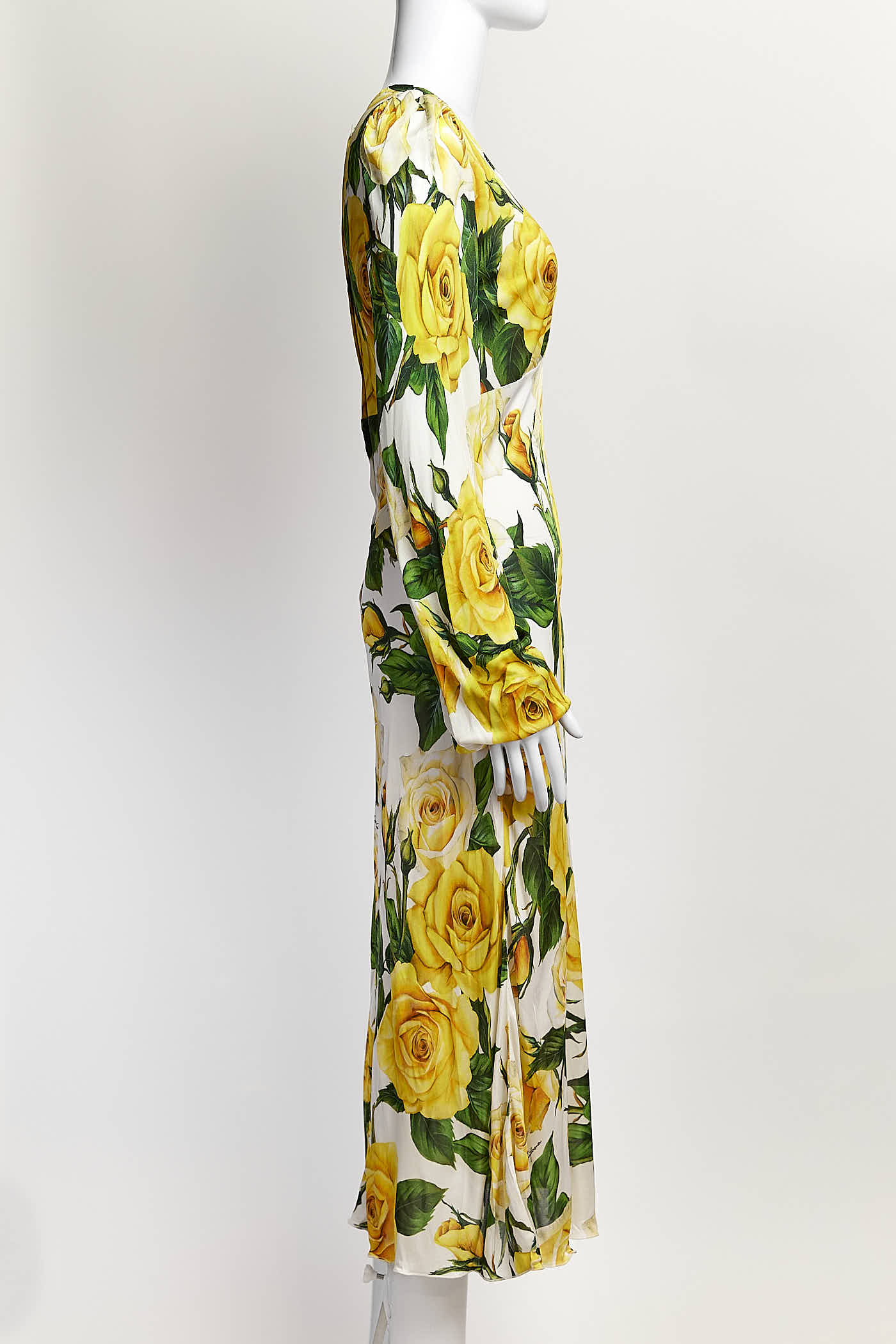 Dolce & Gabbana Yellow Rose Printed Dress 42