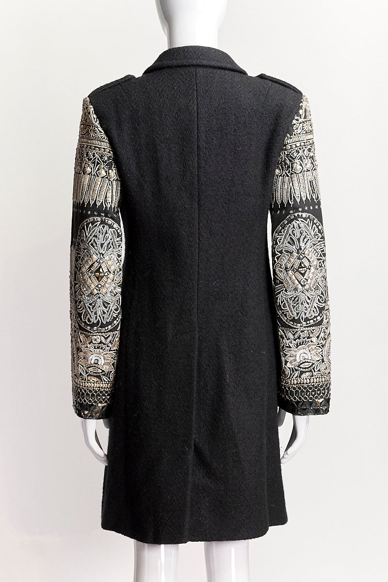 Dries Van Noten Black Wool Embroidered Jacket IT 36