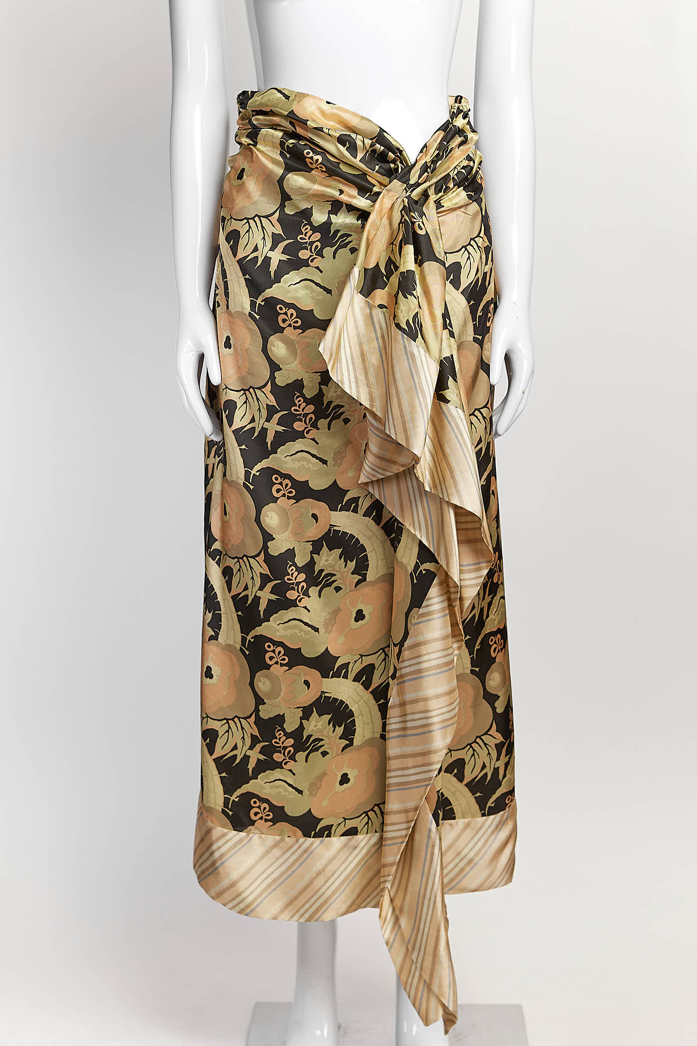 Dries Van Noten Floral Printed Draped Skirt 36