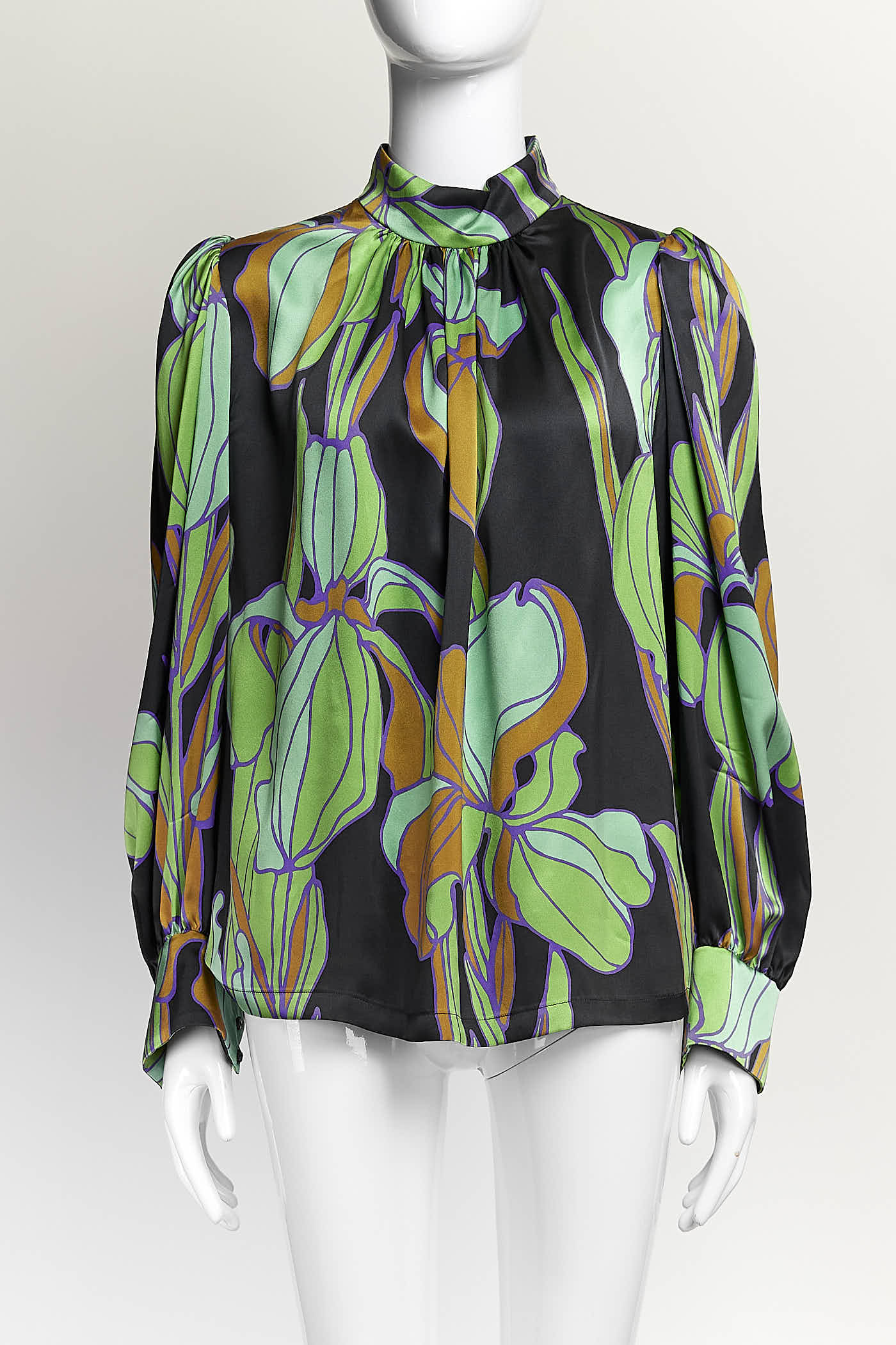 Dries Van Noten Green Floral Blouse 34