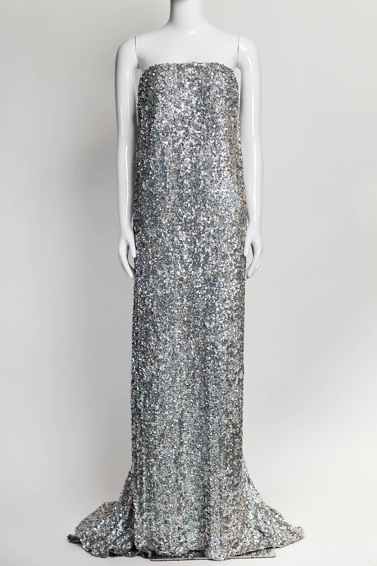 Dries Van Noten Silver Sequin Long Dress 38