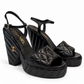 Chanel Lambskin Quilted Peep Toe Wedge Sandals - SIZE 37.5