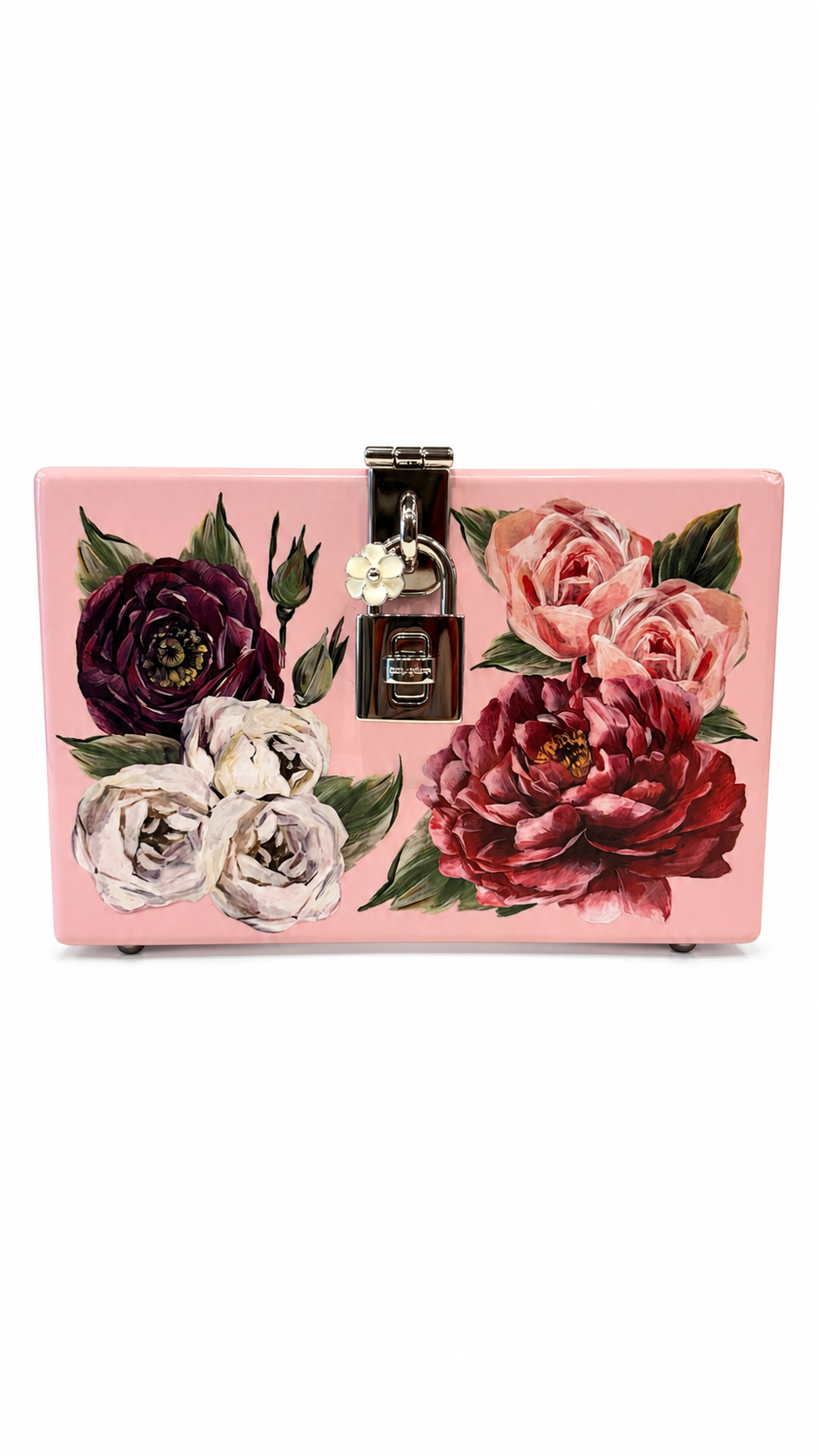 dolce and gabbana peony printed acrylic crossbody bag