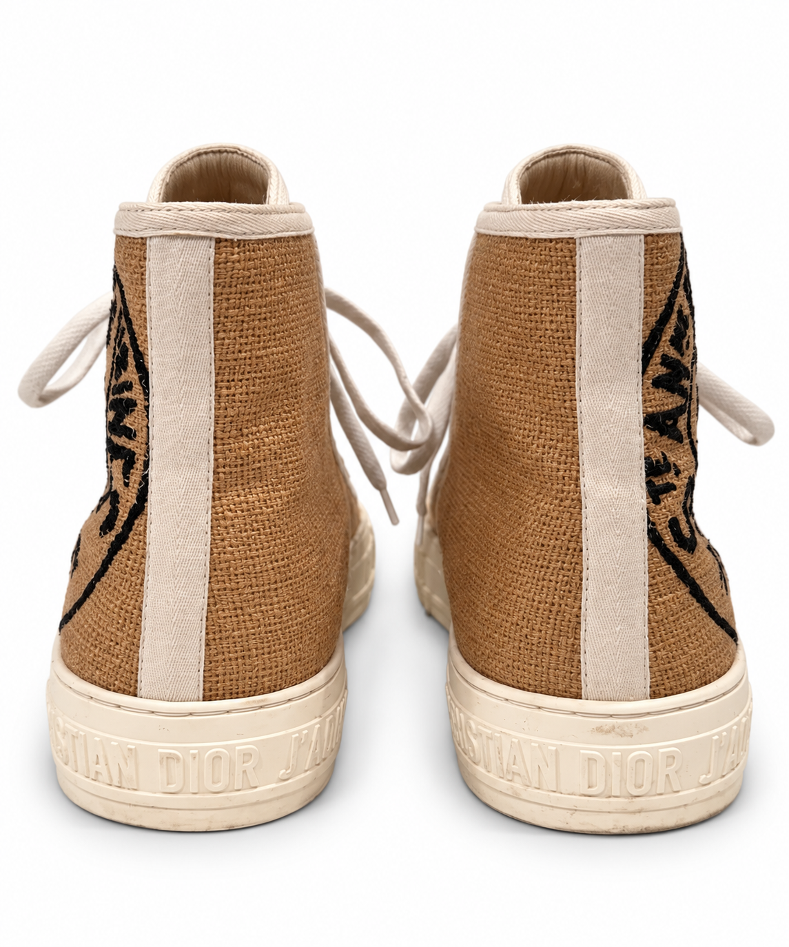 CHRISTIAN DIOR BEIGE JUTE WALK'N'DIOR UNION SNEAKERS - SIZE 37
