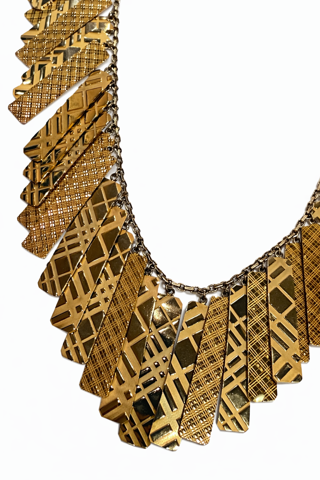 Burberry Check Pattern Engraved & Embossed Multi Tag Necklace