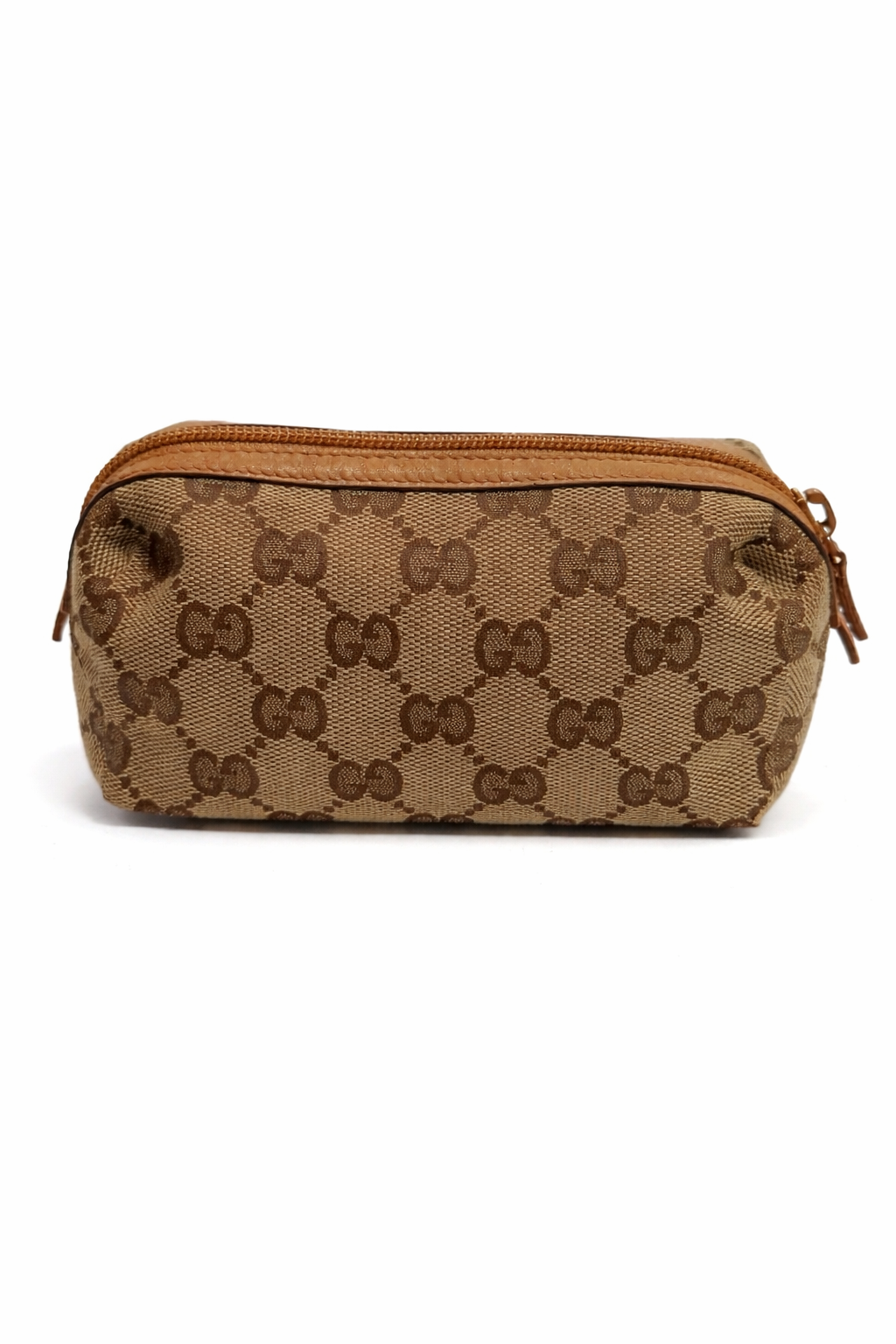 Gucci GG Canvas Leather Mini Cosmetic Pouch