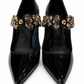 DOLCE AND GABBANA BLACK PATENT MARY JANE WITH CRYSTALS - SIZE 39